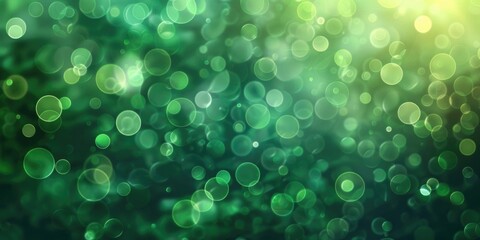 Poster - Green blurred bokeh background, creating a soft and dreamy visual effect with light spots and a serene atmosphere.