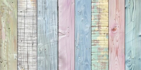 Poster - Pastel-colored wood planks background, featuring a soft and serene texture ideal for design and decoration.