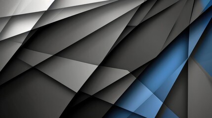 Poster - Geometric abstract background with gray and blue planes on a black backdrop, offering a sleek and modern design.