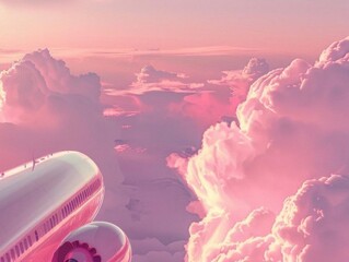Poster - Abstract desktop wallpaper with pink and white planes, offering a vibrant and contemporary aesthetic.