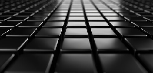 Fototapete - A sleek and modern black tile surface with a glossy finish, perfect for contemporary design or architectural backgrounds.