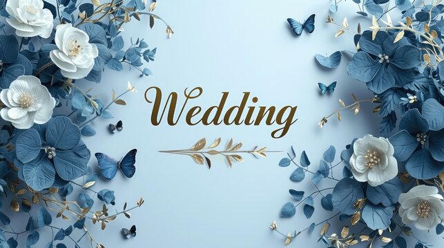 Romantic allure: captivating wedding invitation card adorned with text wedding, blending elegance and sentiment in beautiful design, perfect for announcing and inviting to joyous celebration of love