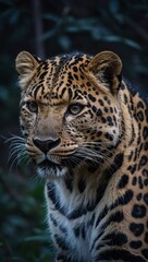 Wall Mural - Nocturnal Amur Leopard Captured in Zoo Twilight