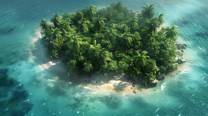 Wall Mural - a small island with palm trees on a tropical island in the ocean