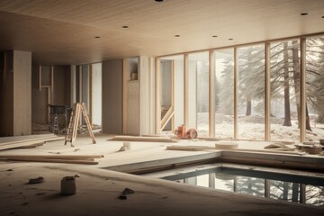 Wall Mural - Constructing Serenity: A Poolcore Family House in Transition