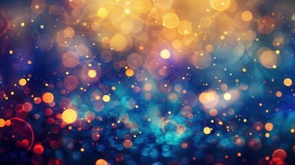 Poster - An abstract background image with a festive feel, featuring blurred, colorful bokeh lights in a variety of sizes and shapes