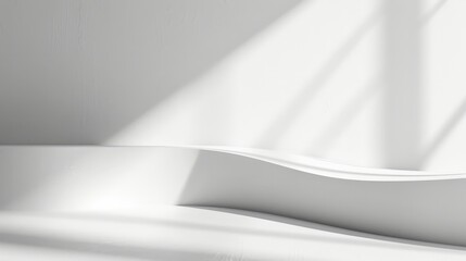 Poster - A simple, white platform with soft, angled shadows cast across the surface