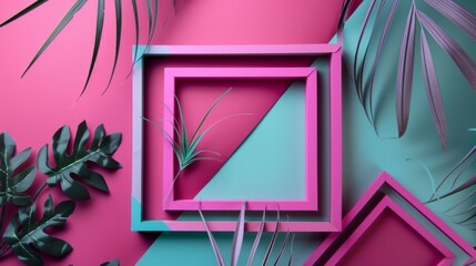 Poster - Design a frame cut-out with geometric shapes forming the border, providing a modern and clean aesthetic. 