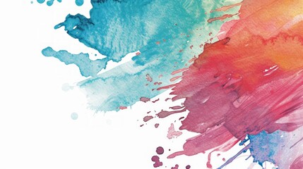 Poster - Generate a splash background featuring multicolored watercolor splashes on a bright white backdrop, blending softly for a harmonious, artistic look.
