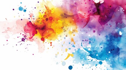 Poster - Generate a splash background featuring multicolored watercolor splashes on a bright white backdrop, blending softly for a harmonious, artistic look.