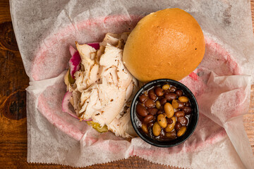 Wall Mural - Smoked turkey sandwich with baked beans