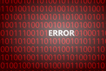 Error message in program code - Binary code - System error - Screen of death - System failure - System breakdown