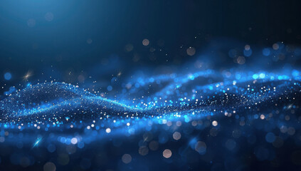 Dark blue and glow particle abstract background.
