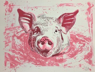 Poster - illustration of a pig