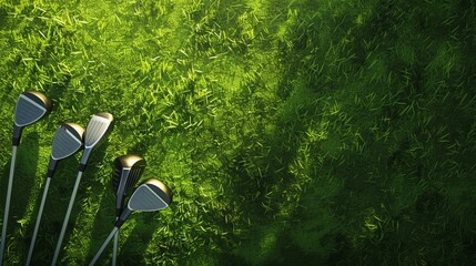 Wall Mural - Golf Clubs on Lush Green Grass