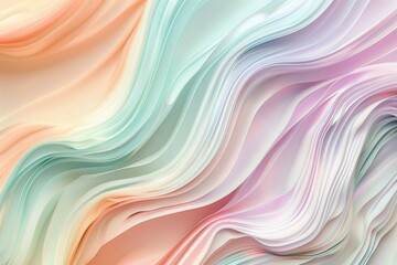 Poster - Soft pastel colors blend in smooth lines and waves, creating a serene and elegant abstract background perfect for digital projects