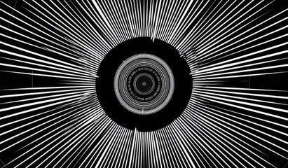 Canvas Print - Abstraction of Motion: Geometric Pattern with Black and White Stripes and Center Circle