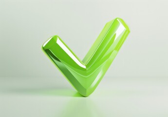 Poster - Bright Green V-Shape on White Background