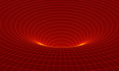 Poster - Abstract wireframe 3D tunnel. Perspective mesh background texture. Mesh model of a wormhole, vortex. 3D texture of a wormhole portal with a mesh structure.