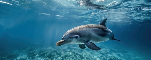 Wall Mural - Bottlenose dolphin swimming underwater