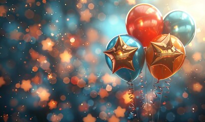 Balloons and stars with copy space, Generative AI