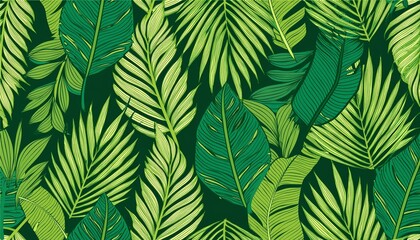 Wall Mural - design jungle tropical template leaf palm pattern summer background trendy seamless