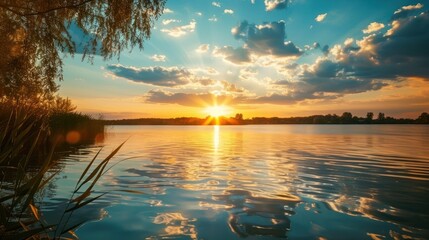 Poster - Sunset over a Calm Lake