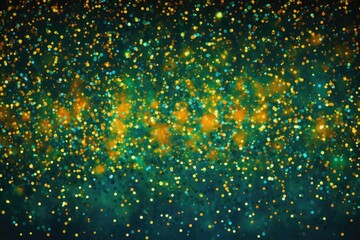 Poster - Abstract green glitter background. Glowing particles backdrop. Banner, wallpaper