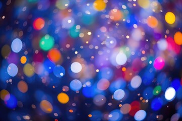 Poster - Glittering colorful night bokeh lights. Festive abstract background. Christmas, New Year celebration concept. Banner, advertisement