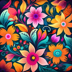 Sticker - seamless floral pattern