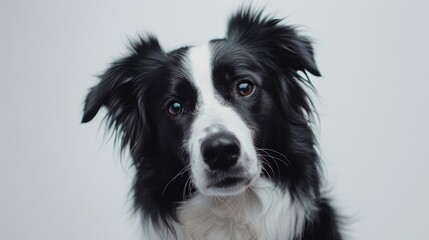 Wall Mural - Border Collie posing against white backdrop