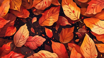 Wall Mural - Vibrant Autumn Leaves Illustration