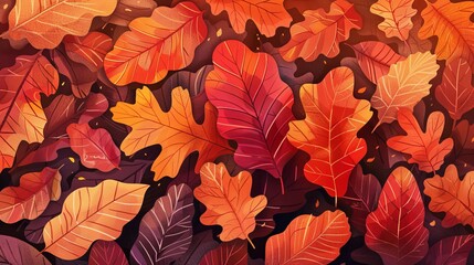 Wall Mural - Vibrant Autumn Leaves Illustration