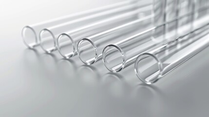 Wall Mural - clear glass test tubes on white background for medical and laboratory use