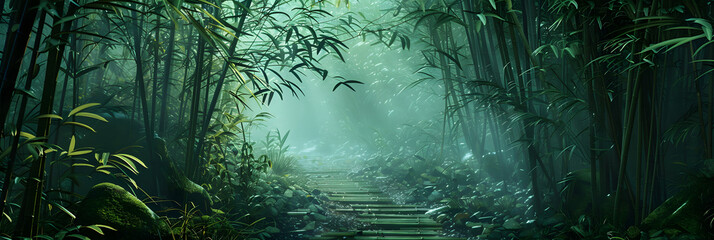 Wall Mural - Bamboo forest, lonely atmosphere, cinematic,