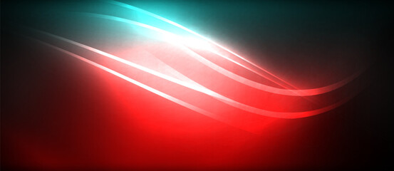 Aufkleber - Neon glowing circle rays, light round lines in the dark, planet style neon wave lines. Energetic electric concept design for wallpaper, banner, background