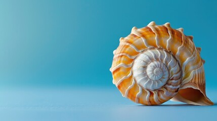 Wall Mural - Sea shell against blue backdrop