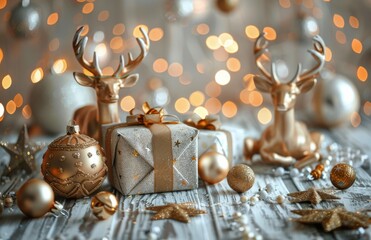 Wall Mural - Gold and Silver Christmas Decor