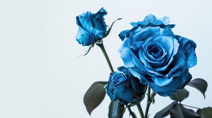 Sticker - Blue roses on white background