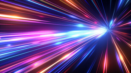 Poster - Colorful Abstract Light Speed Burst, Neon Lines, Dynamic Motion, Futuristic Background, Vibrant Spectrum, Energy Stream, Sci-Fi Concept, High-Speed Light Streaks, Radiant Colors, Digital Art.