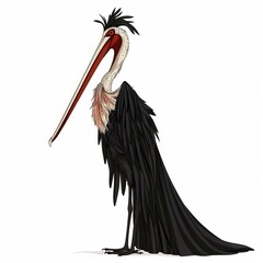 Pelican Gothic fashion cartoon isolated whitebackground