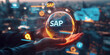 © Andres Mejia - Businessman holding hologram of planet earth with sap software logo