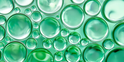 Poster - Green bubbles forming a textured background with a refreshing aesthetic