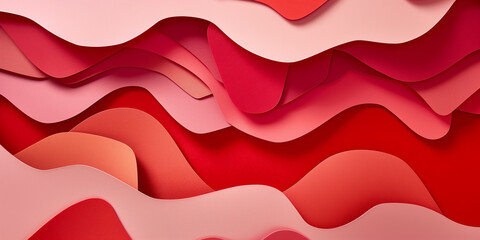 Aufkleber - Abstract background forming wavy shapes with shadows in red and pink tones