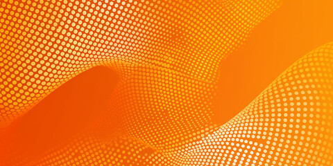 Poster - Abstract orange background with wavy shapes and halftone pattern