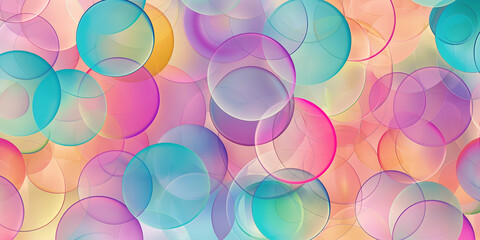 Poster - Colorful background with overlapping transparent circles creating pastel gradient