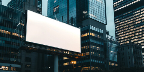 Aufkleber - Big blank billboard standing out in the city at night
