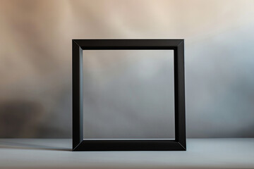 Wall Mural - A minimalist portrait of an empty black photo frame, elegantly displayed against a neutral background