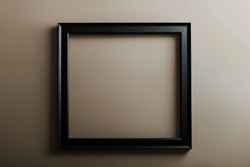 Wall Mural - A minimalist portrait of an empty black photo frame, elegantly displayed against a neutral background