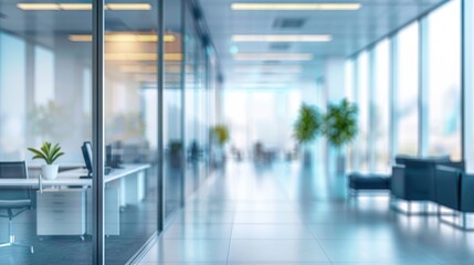 Wall Mural - Blurred office interior scene panoramic office backdrop